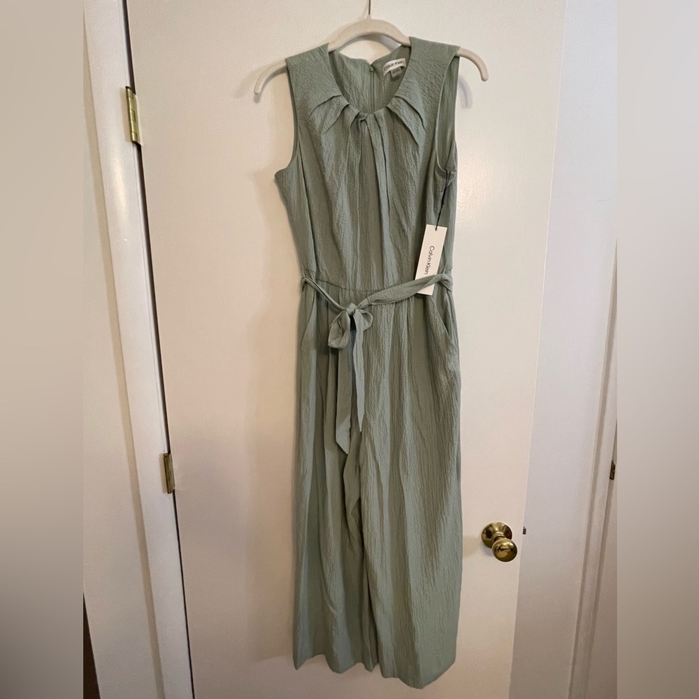 Calvin Klein light sage jumpsuit Sz 4, NEW with tags